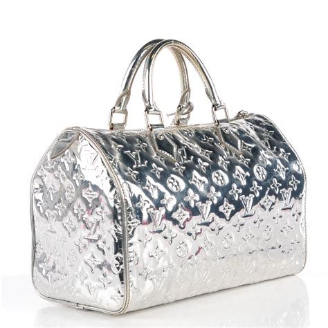 LOUIS VUITTON Monogram Miroir Speedy 35 Silver